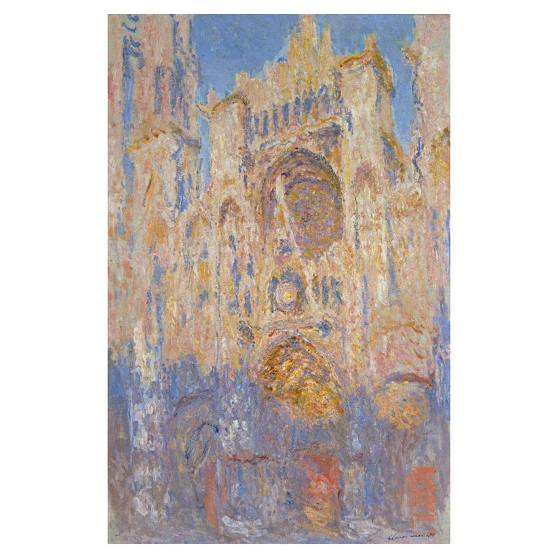 Harmonie de Rouen cathédrale façade (coucher de soleil) en or et bleu par Claude Monet - Estampe numérique, H 40 po x l 32 po