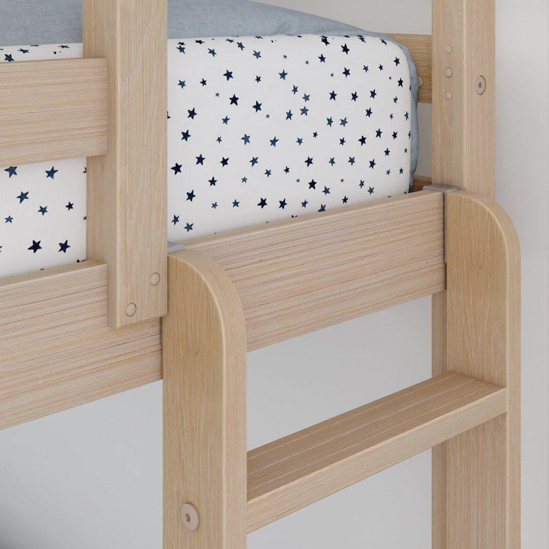 Standard Bunk Bed with Ladder on End, Textured Natural, Twin XL Over Queen