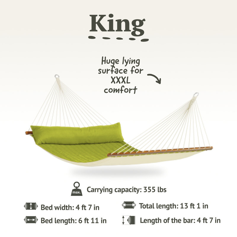 Avocado Green Quilted Kingsize Spreader Bar Hammock