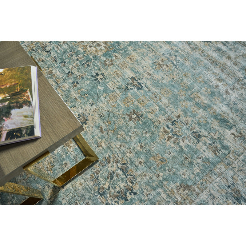 Oriental Area Rug in Blue, Rectangle 6' x 9'