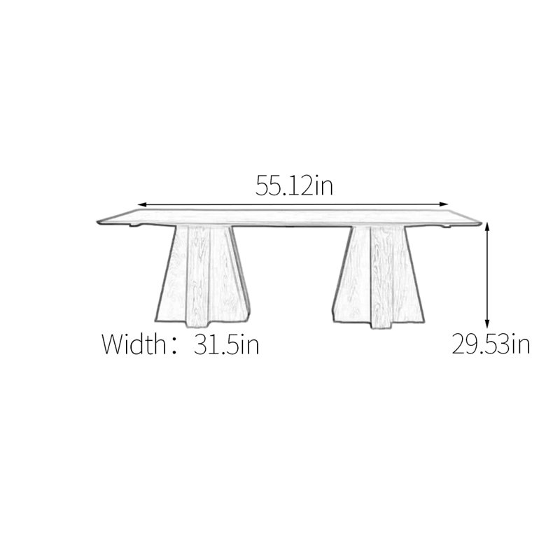 Table de salle à manger simple en bois de frêne, H 29,53 po x L 55,12 po x l 31,5 po