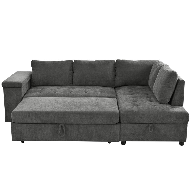 Canapé en L de 91,5 po avec lit escamotable et canapé-lit modulaire avec rangement caché Mirod