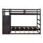 Lit superposé simple au-dessus de simple avec lit gigogne et escalier de rangement - Lit superposé pour enfants et adolescents peu encombrant-1058027511