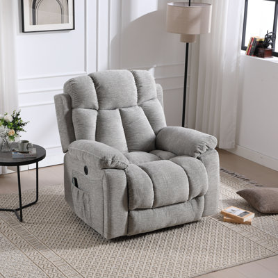 41.3" W Chenille Comfortable Power Lift Reclining Heated Massage Chair with USB and Cup Holders