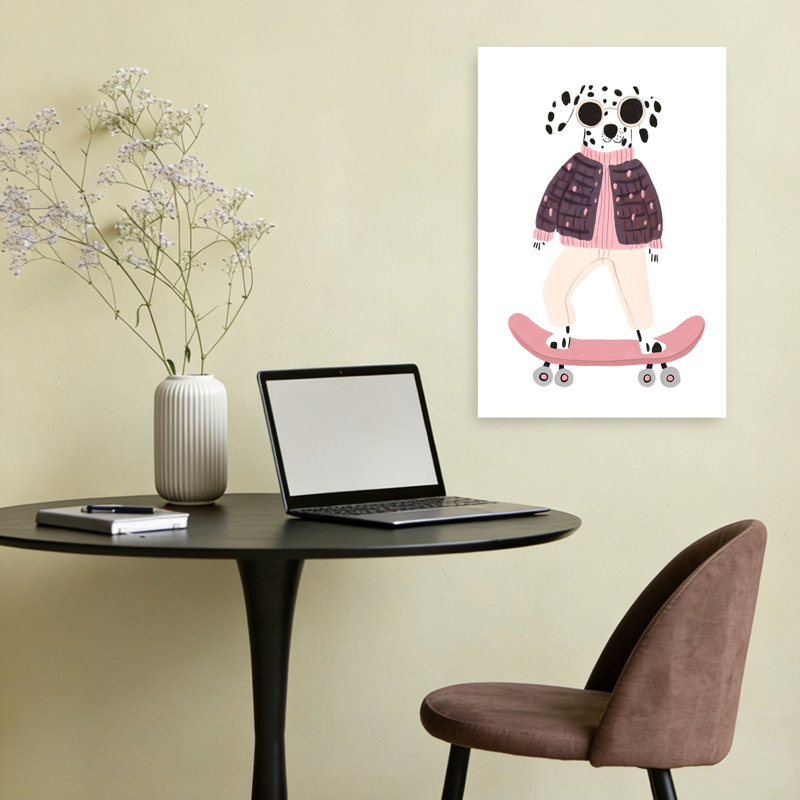 Dalmatian Skater Dog Modern Playful Whimsical Dog Wall Art Print by Mathieu - Wrapped Canvas Print, 60.96cm H x 40.64cm W
