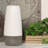 Stoneware Cylinder Vase with Tapered Bottom on Grey Banded Rim Base LG Matte Finish White-1361811557