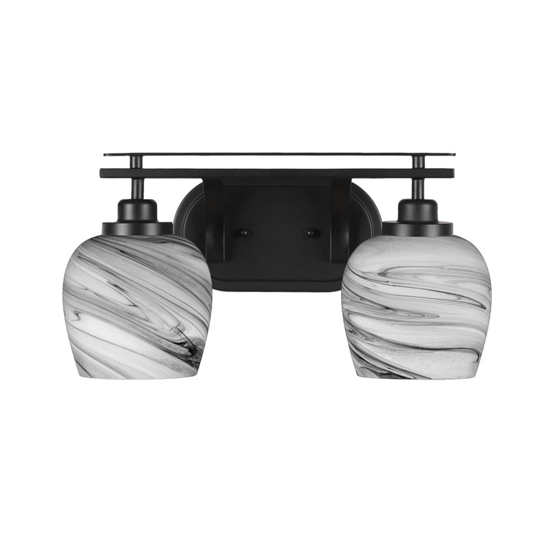 Alirra 2 Light Bath Bar Shown With 6" Glass, Gray, Matte Black