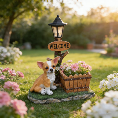 Chihuahua Dog Planter Garden Statue for Outdoor Decor