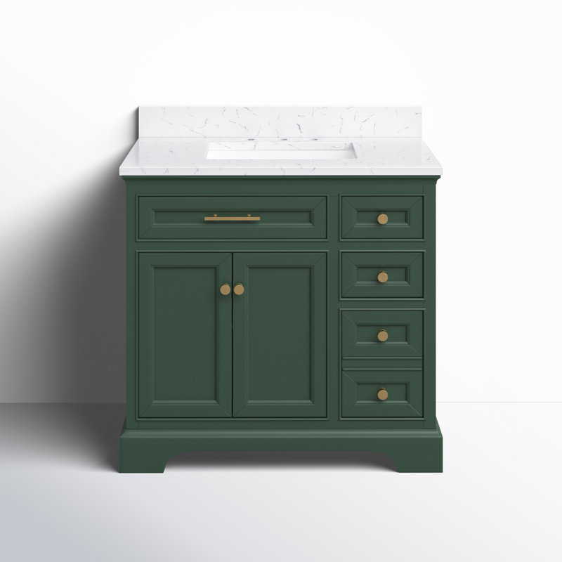 Currahee 36" Single Bathroom Vanity Set, Evergreen/Brushed Gold