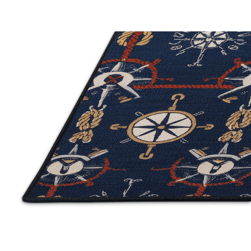  Tapis nautique lavable scandinave maritime, Rectangle de 5 pi x 8 pi