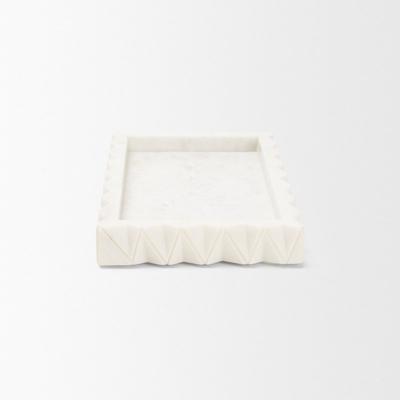 Plateau rectangulaire en marbre blanc Camellia