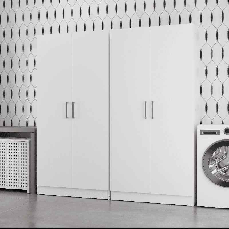 Ensemble de 2 grandes armoires de rangement 2 portes avec tablettes fixes Vienna