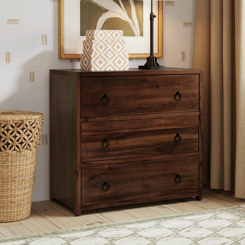Lark 3 Drawer Dresser, Walnut Brown