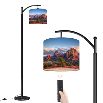 Arc Floor Lamp with Adjustable Lampshade Sedona Standing Lamp 3 Color Temperatures Dimmable Tall Pole Lamp with Foot Switch for Bedroom