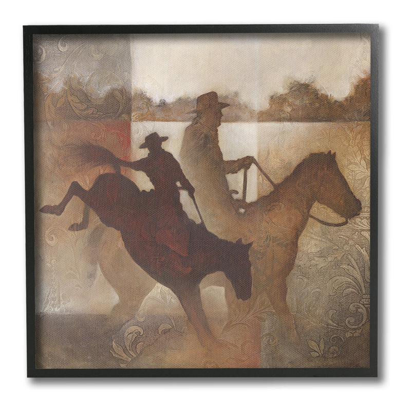 «Rusti cCowboy Silhouettes», jet d'encre Artby White Ladder, H 17 po x l 17 po, Estampe numérique Farmhouse