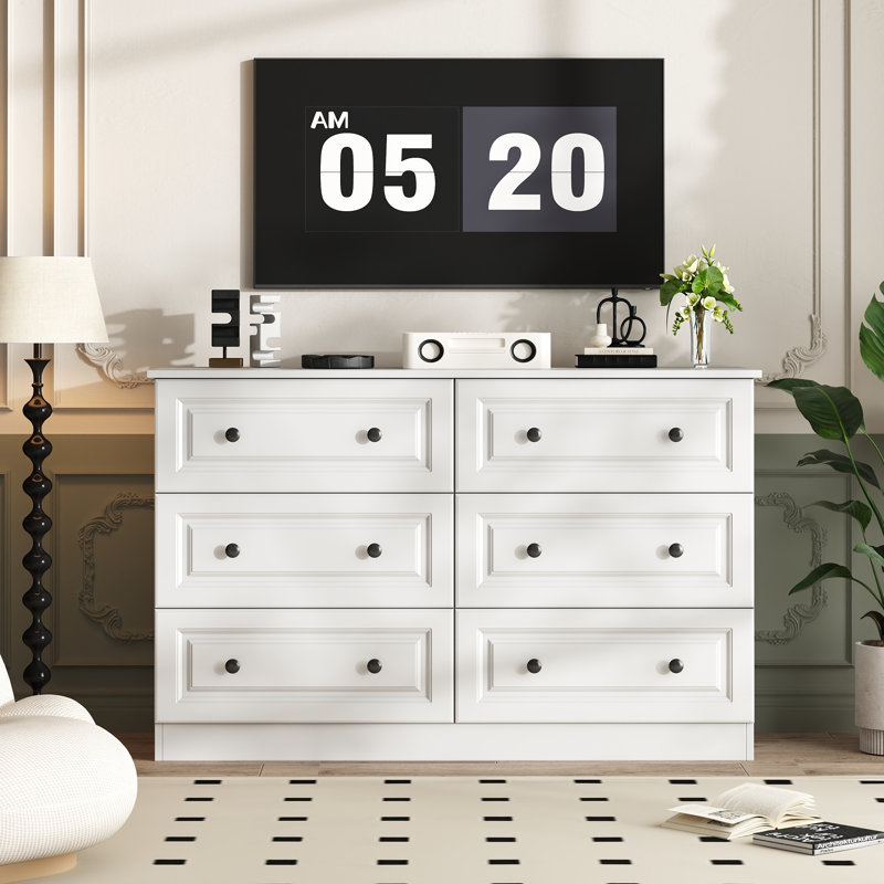 47.2'' W 6-drawer Double Dresser, White