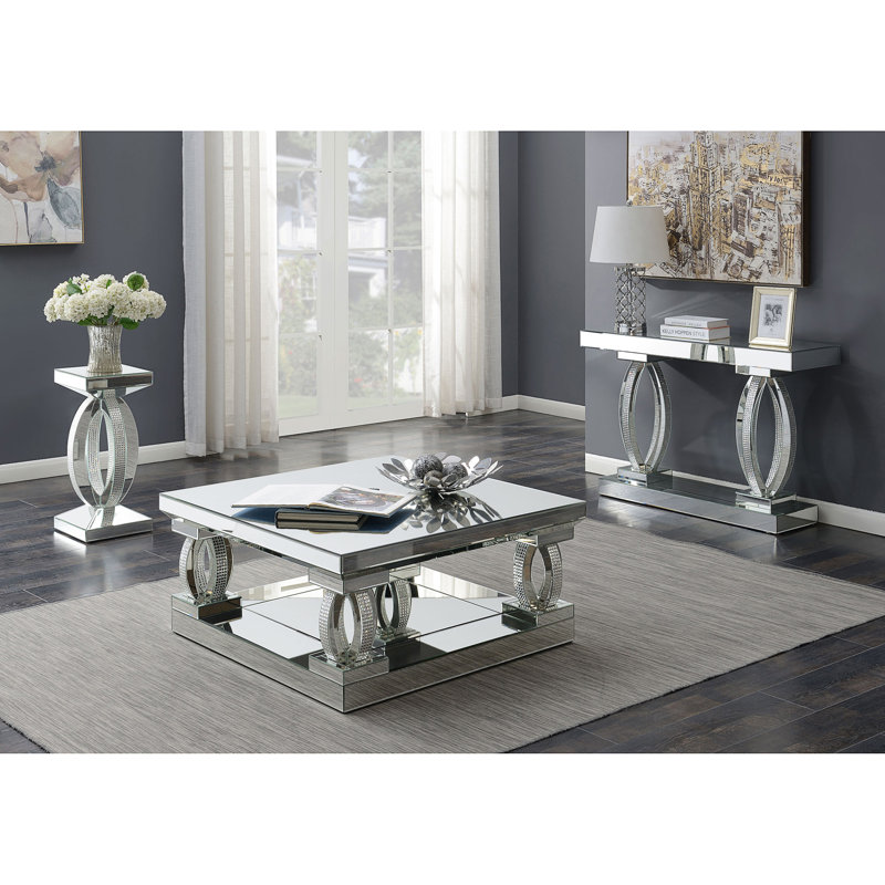 Drea Silver Mirrored Acrylic Entryway Sofa Console Table