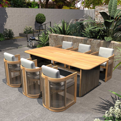 Ensemble repas pour patio avec coussins 6 personnes Bramble Acacia