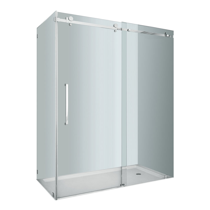 Porte de douche coulissante simple sans cadre 60 po x 75 po Moselle, Acier inoxydable