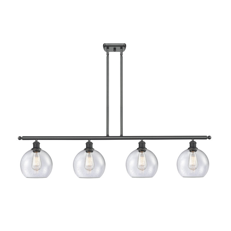 Luminaire suspendu linéaire à 4 lumières pour îlot de cuisine Gillihan, Ampoule non incluse, Noir mat