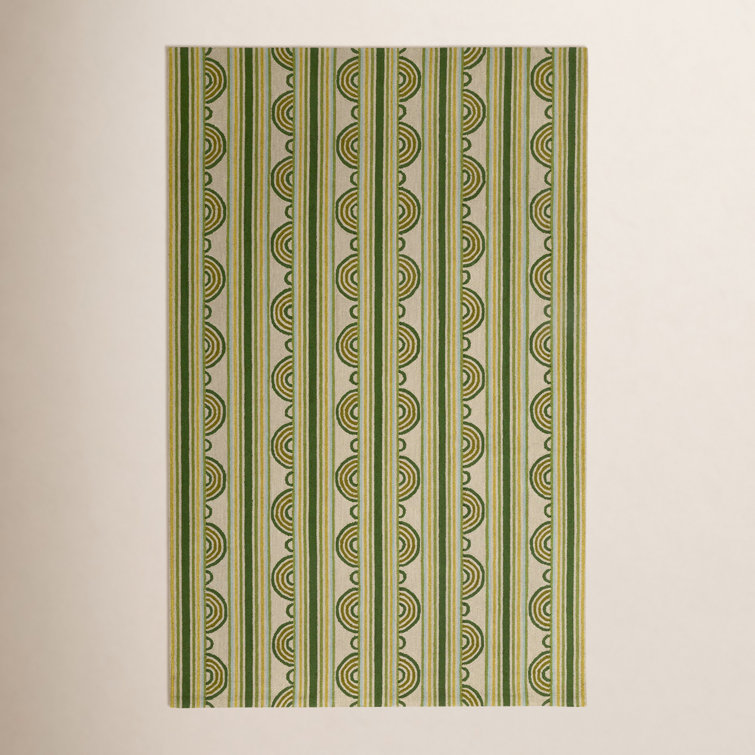 Button Olive Hand Micro Hooked Wool Rug