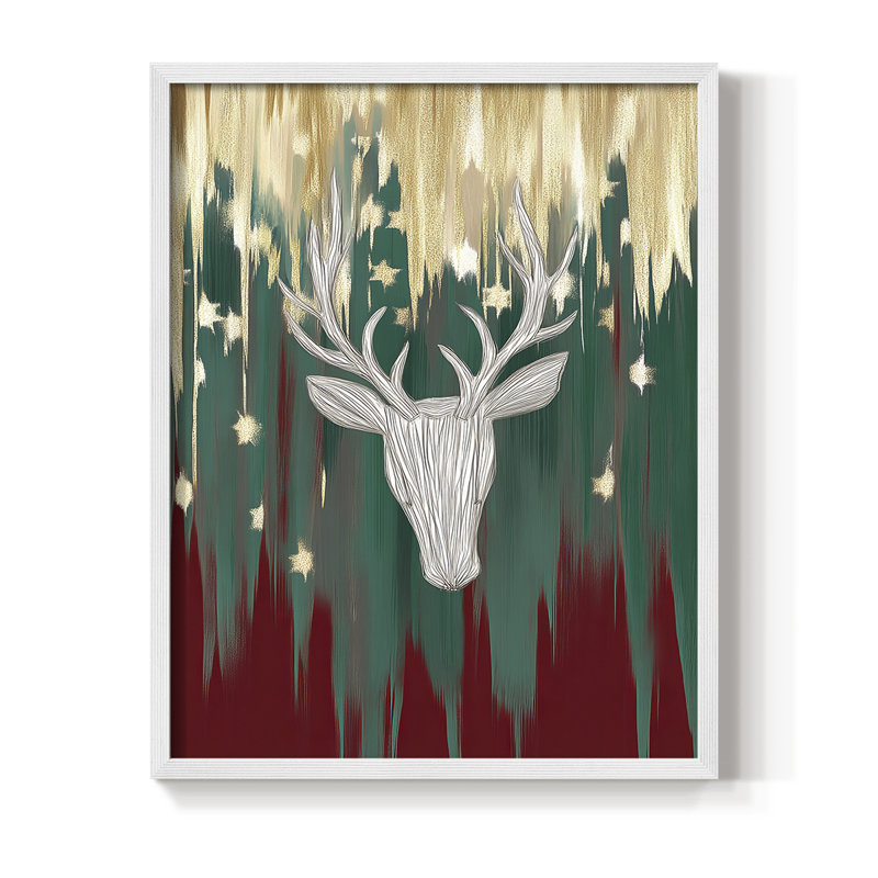 «Christmas Holiday», art encadré CCxxxi - bois massif, H 30 po x l 24 po, Blanc