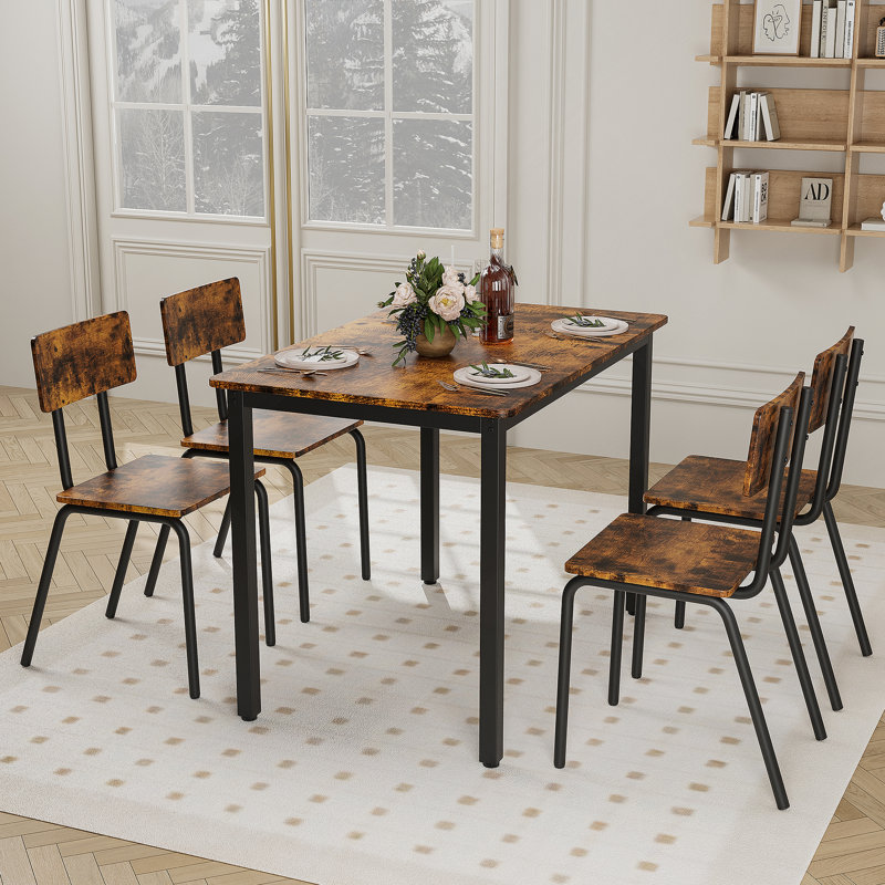 Superbe ensemble de table de salle à manger 5 pièces avec 4 chaises, parfait pour créer un espace repas harmonieux et fonctionnel dans n'importe quelle maison