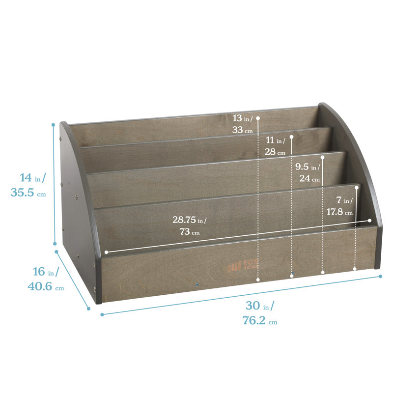 Grey Wash Birch Toddler Book Display with Four Tiers