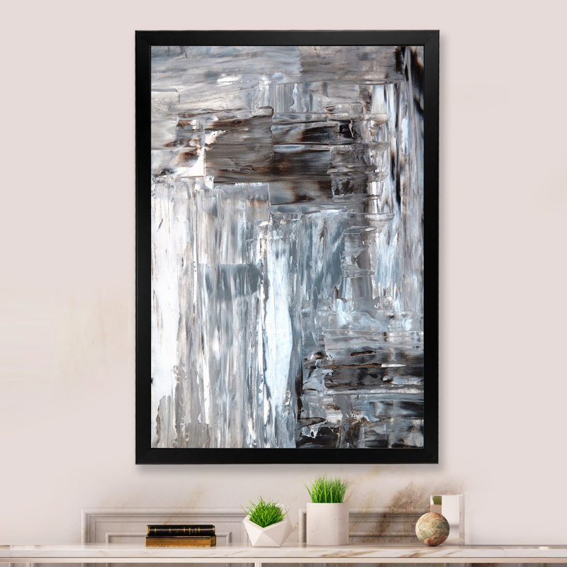 Art moderne gris et bleu II 2FDP47797, H 36 po x l 24 po x P 1 po, Toile encadrée noire