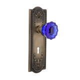 Meadows Plate with Decorative Keyhole and Crystal Cobalt Door Knob