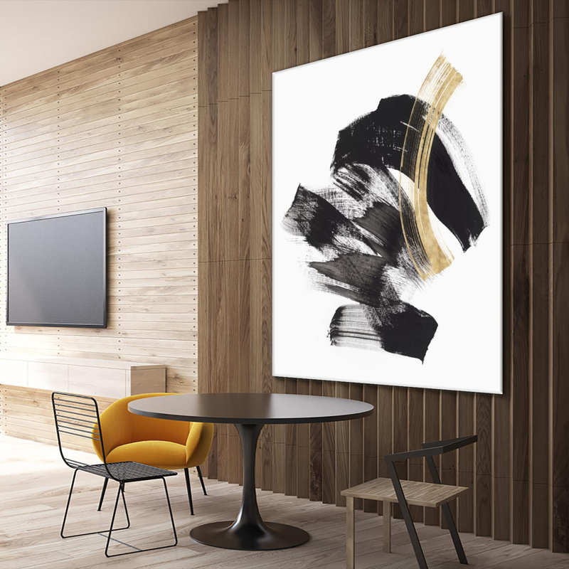 «Golden Brushstroke Ii», reproduction d'art sur toile géante 72 po x 72 po, H 54 po x l 54 po x P 1,5 po