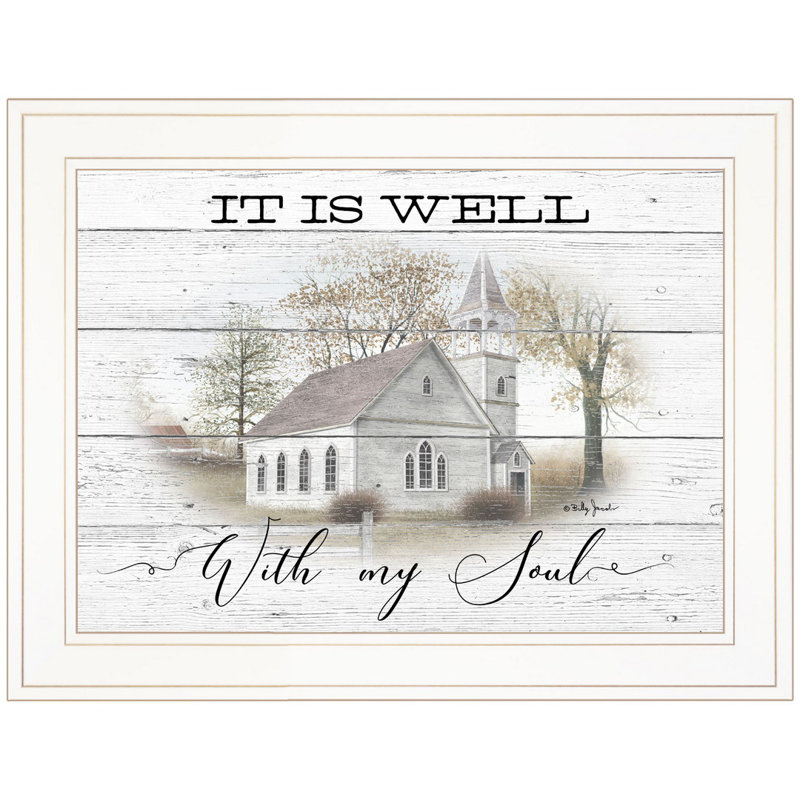 «It Is Well» par Billy Jacobs, prêt à accrocher, reproduction encadrée, Blanc