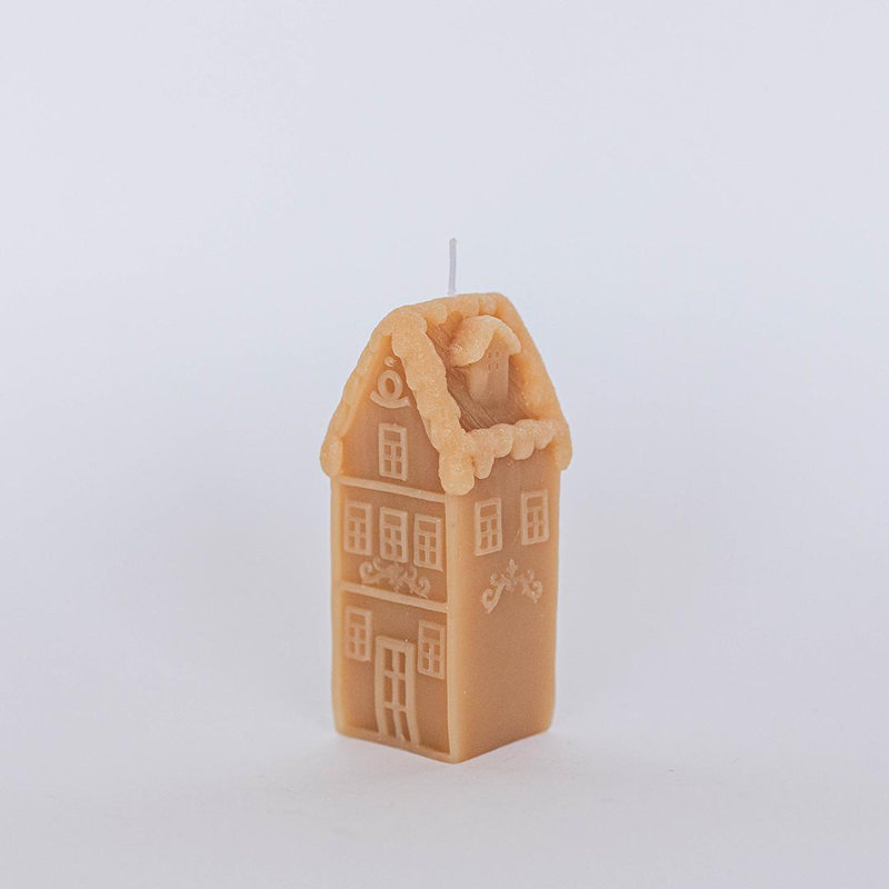 Gingerbread Look Townhouse Shaped Candle