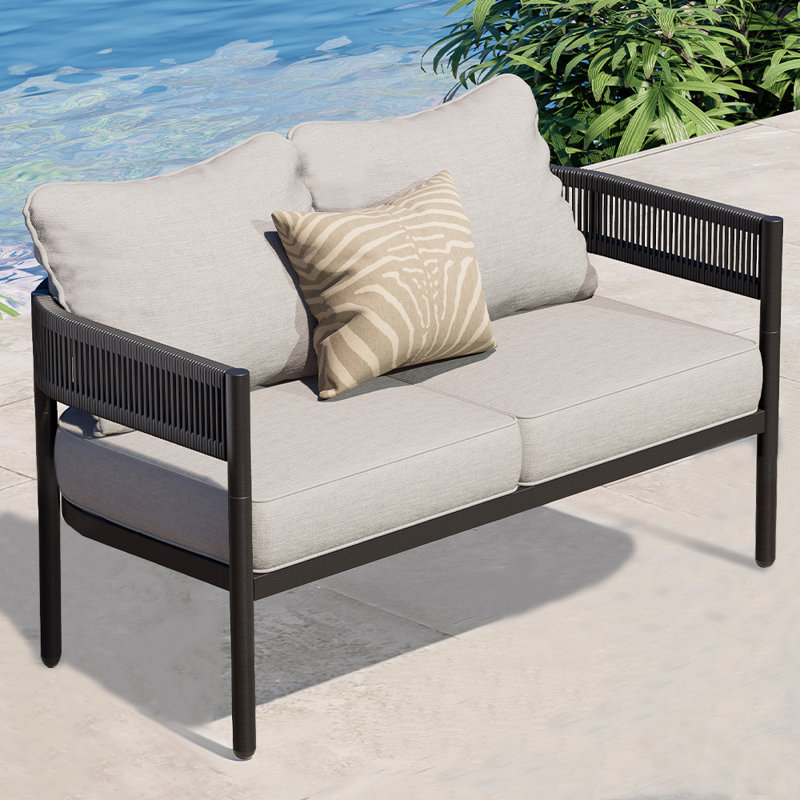 128 cm W Metal Loveseat with Cushions