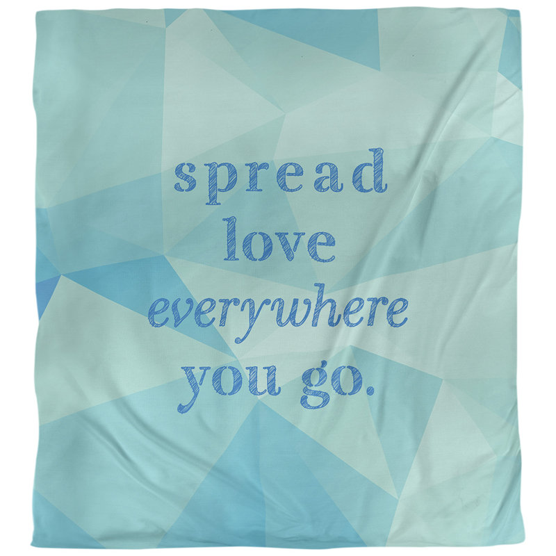 Housse de couette simple spread love quot, Housse de couette pour très grand lit, Bleu zircon