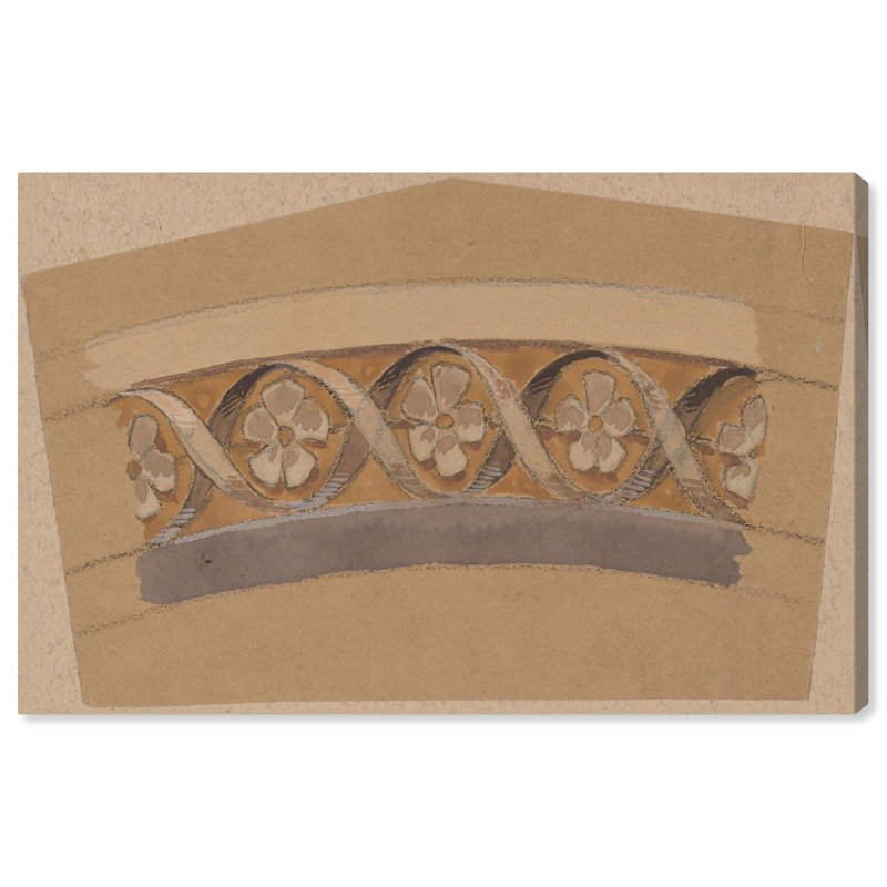 Vintage Floral Border Design Gallery Wrapped Canvas Art, 15" x 10"