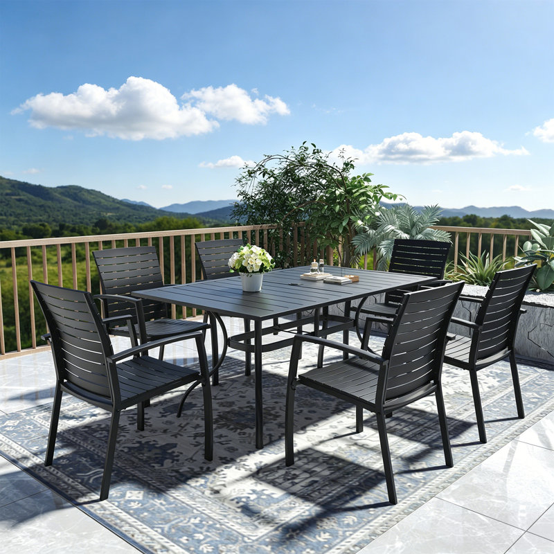 Ensemble repas rectangulaire pour 6 personnes 63 "avec chaises en aluminium Cannizzo