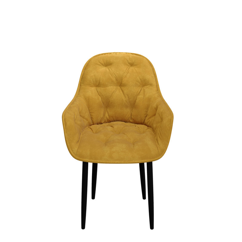 Bierman 45cm H Tufted Velvet Upholstered Upholstered Back Side Chair, Mustard, Set Of 8