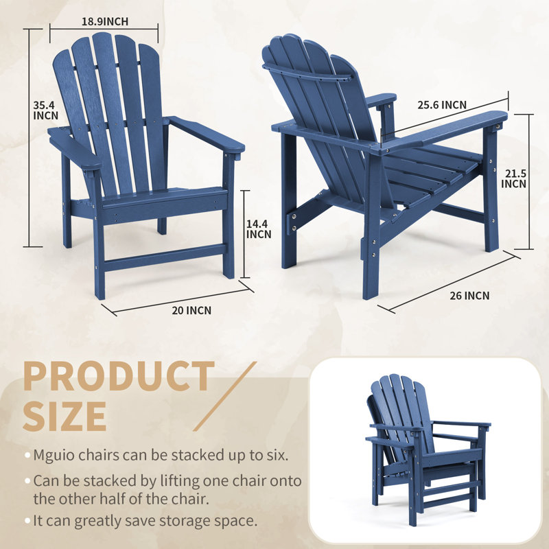 Zawadi HDPE Stacking Adirondack Chair, Blue, 2