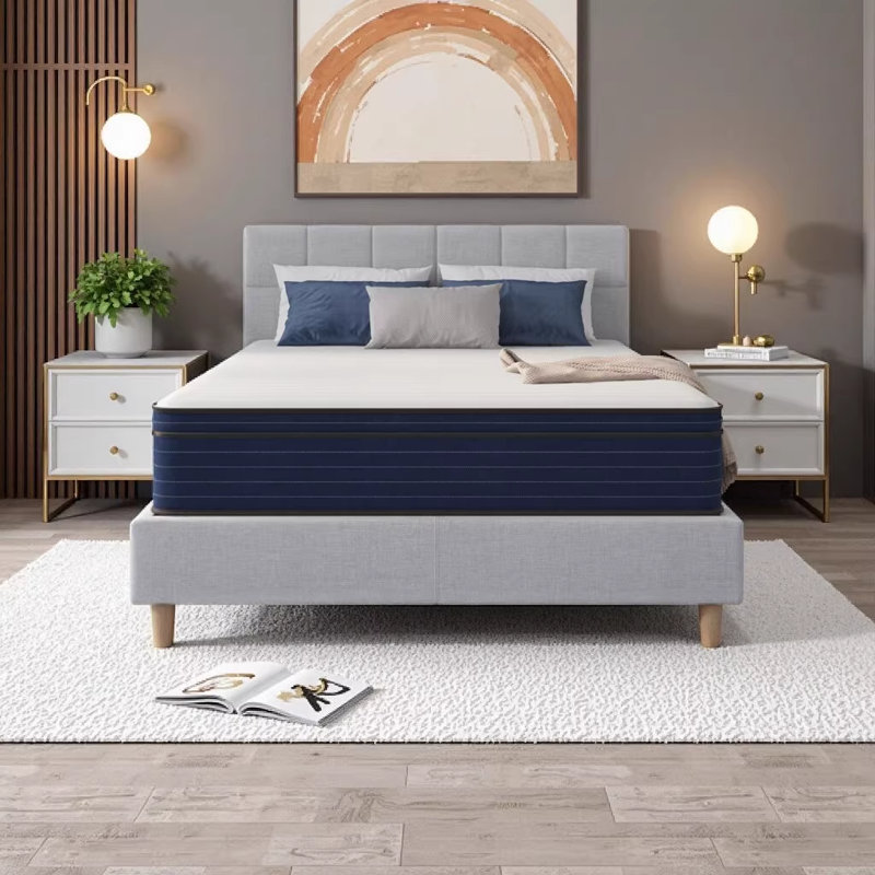 10 Inch King Size Medium Firm Euro Top Hybrid Cooling Gel Infused Pocket Spring and Memory Foam Mattress, Bed in a Box, CertiPUR-US Certified