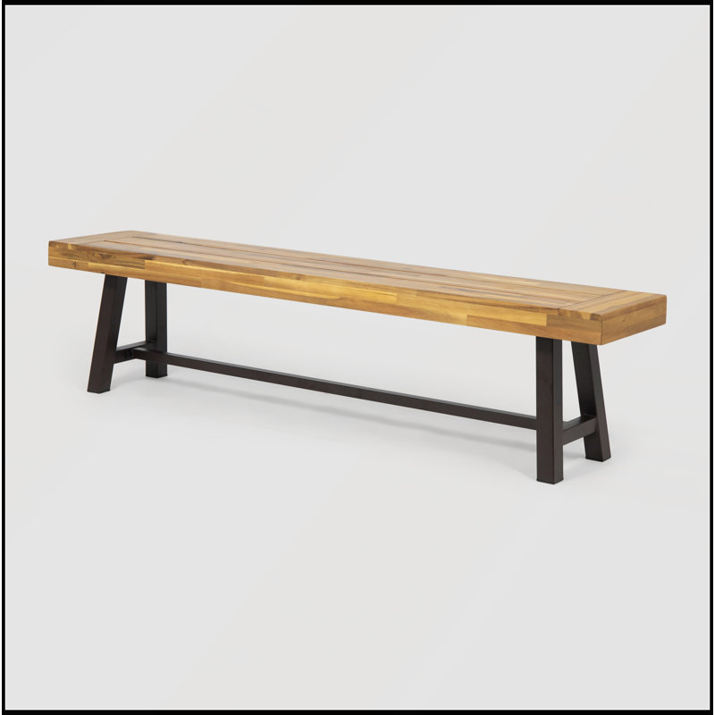 74 banc de salle à manger d'extérieur en bois d'acacia avec pieds en forme de A pour une assise durable et élégante