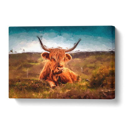 A Resting Highland Cow - Wrapped Canvas