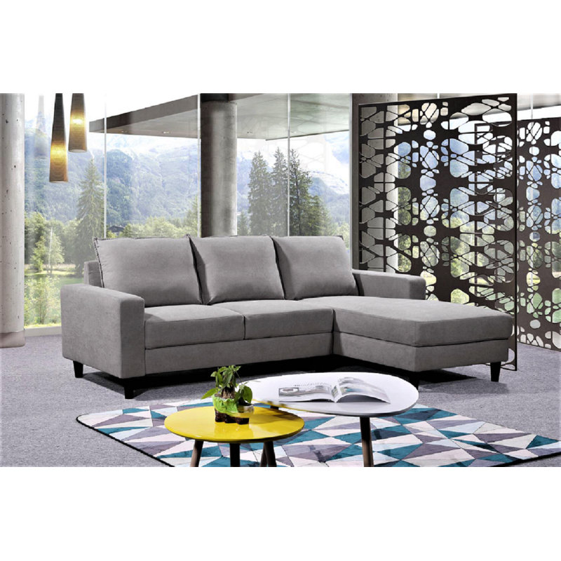Canapé et méridienne large de 93,5 po Pamila, Orienté vers la droite, gris