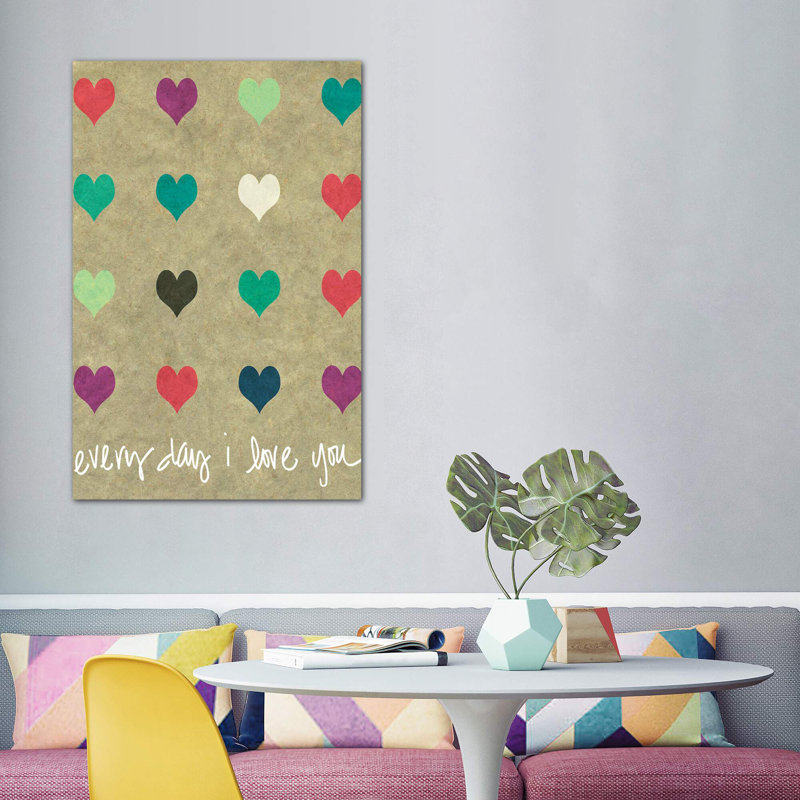 «Everyday Love» par Shelley Lake - impression d'art graphique, H 60 po x l 40po x P 1,5 po, Toile tendue, Pas de tapis
