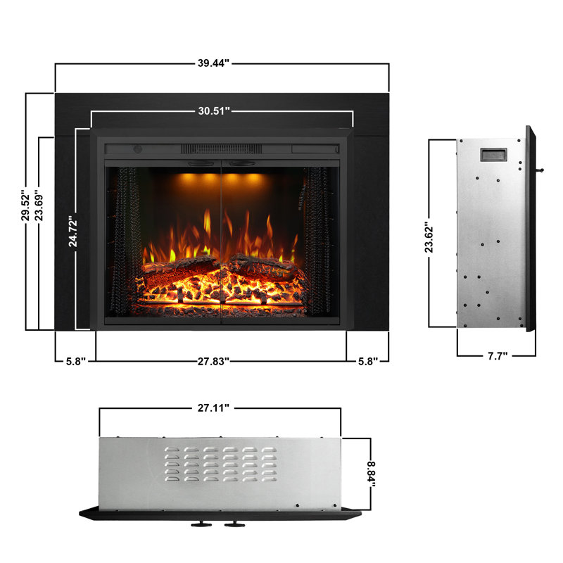 Trim With Electric Fireplace, 24.72" H x 30" W x 7.7" D