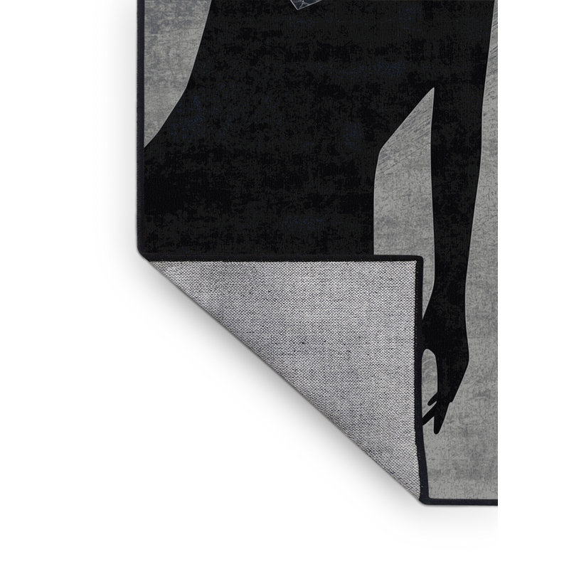 Tapis gris lavable à la machine à motif géométrique moderne Kymani, 8 x 12