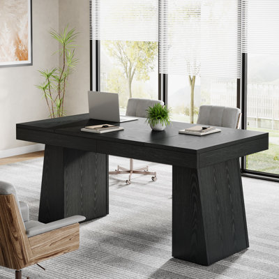 55-Inch Conference Table for 4-6 People, Modern Meeting Table, Wood Seminar Desk for Conference Room, Office Furniture