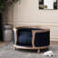 Lit moyen pour animaux de compagnie en tissu bleu marine, esthétique contemporaine avec coutures en losange et structure en bois de bouleau, 22,4 lb