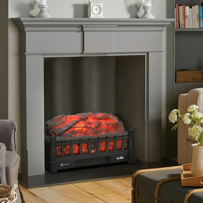 Chaufferette de foyer électrique 20 "avec lit de braise réaliste, télécommande, luminosité de flamme réglable