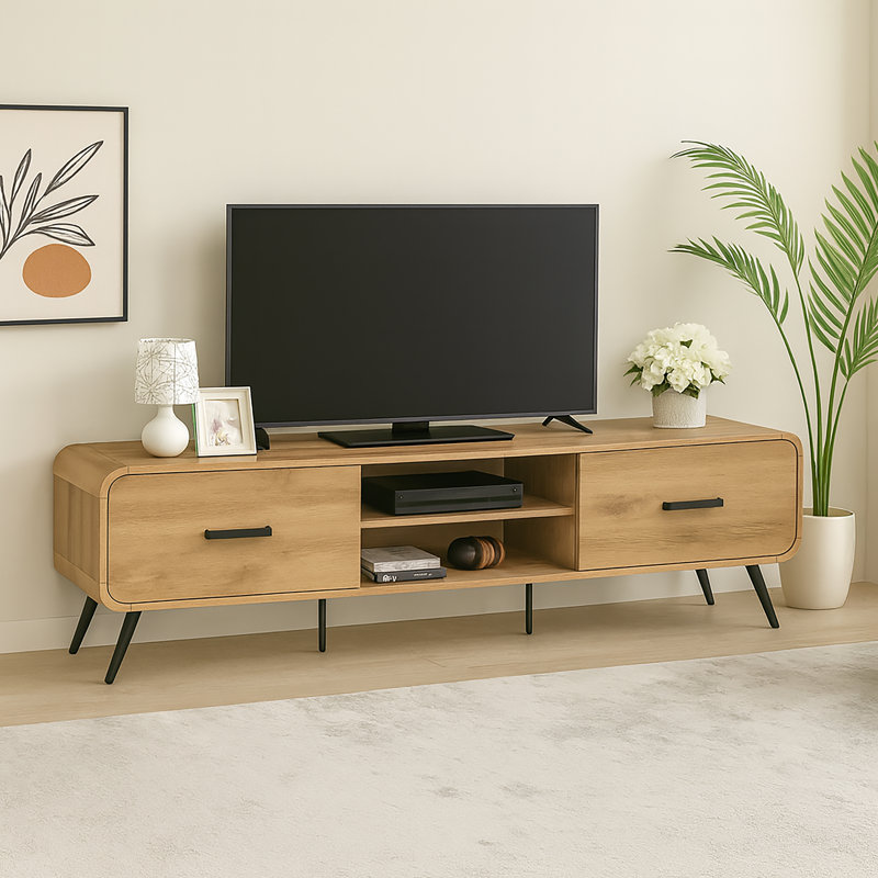 Baulch Wood Low Profile Tv Console, Natural